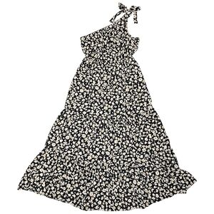 One-Shoulder Floral Maxi Dress - Black/Cream
